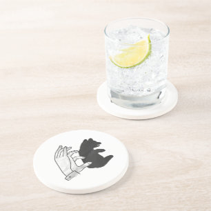 Hand Silhouette Bear Cub Drink Coaster