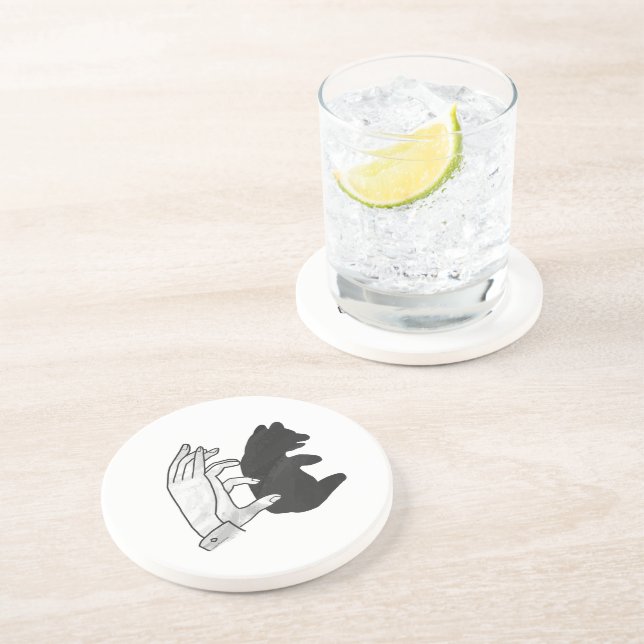 Hand Silhouette Bear Cub Drink Coaster (Side)