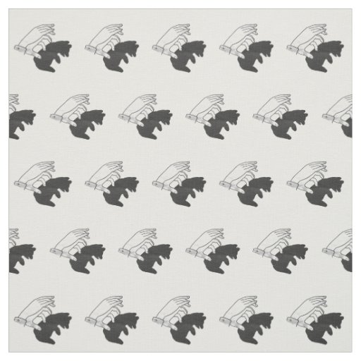 Hand Silhouette Bear Cub Fabric
