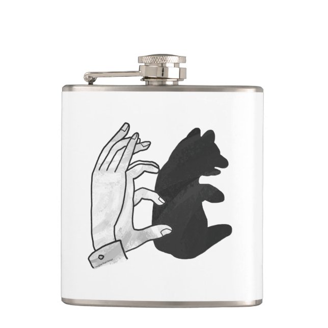 Hand Silhouette Bear Cub Flask (Front)