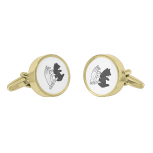 Hand Silhouette Bear Cub Gold Cufflinks