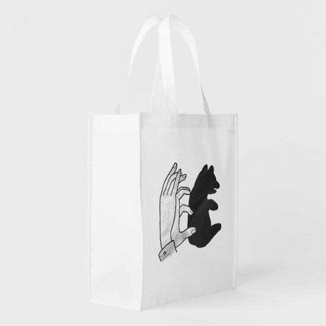 Hand Silhouette Bear Cub Grocery Bag (Back Side)