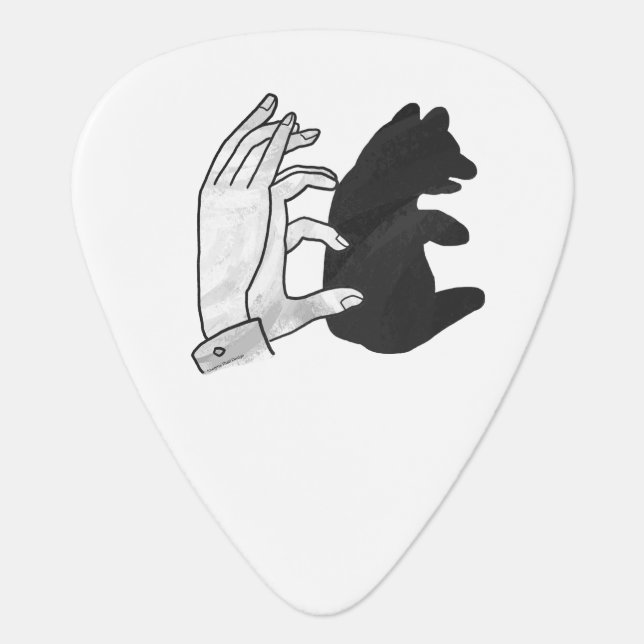 Hand Silhouette Bear Cub Guitar Pick (Front)