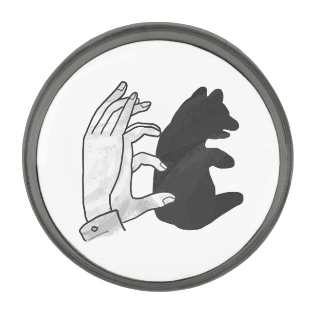 Hand Silhouette Bear Cub Gunmetal Finish Lapel Pin (Front)