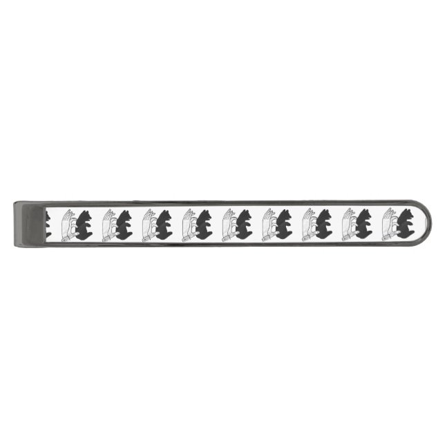 Hand Silhouette Bear Cub Gunmetal Finish Tie Bar (Front)