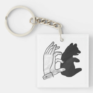 Hand Silhouette Bear Cub Keychain