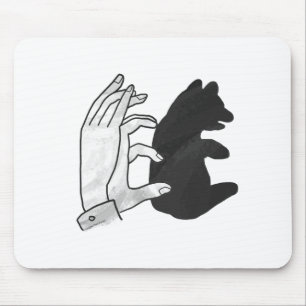 Hand Silhouette Bear Cub Mouse Pad