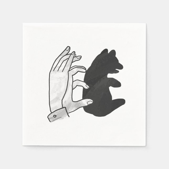 Hand Silhouette Bear Cub Paper Napkins (Front)