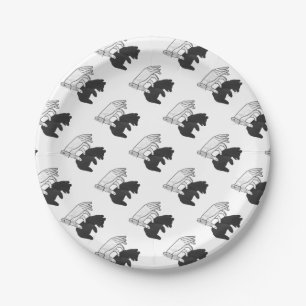 Hand Silhouette Bear Cub Paper Plates