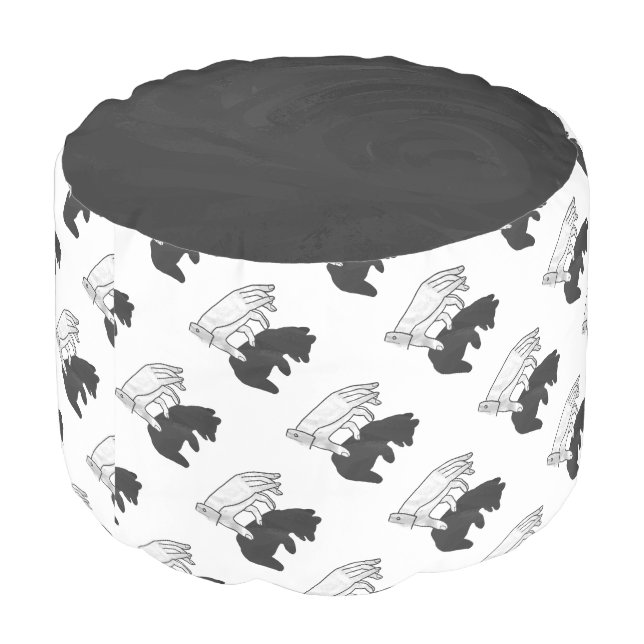 Hand Silhouette Bear Cub Pouf (Angled Back)