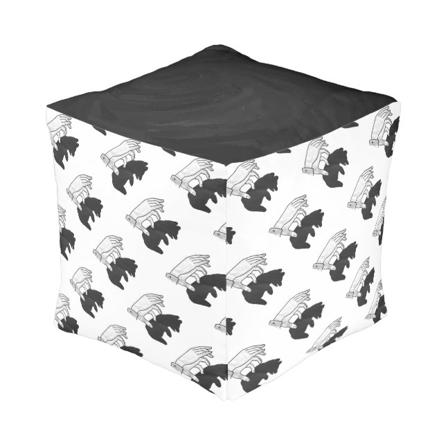 Hand Silhouette Bear Cub Pouf (Angled Back)