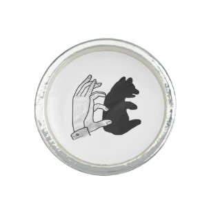 Hand Silhouette Bear Cub Ring