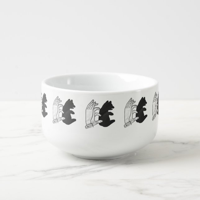 Hand Silhouette Bear Cub Soup Mug (Front)