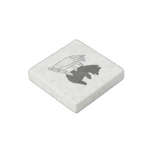 Hand Silhouette Bear Cub Stone Magnet