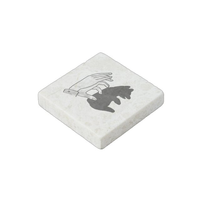Hand Silhouette Bear Cub Stone Magnet (Angled)