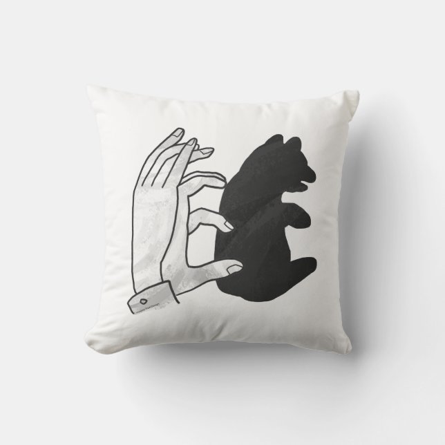 Hand Silhouette Bear Cub Throw Pillow (Front)