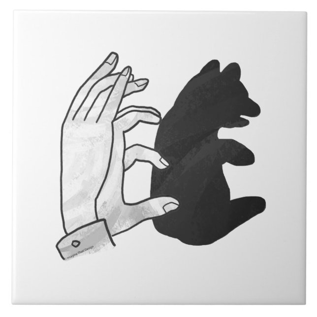 Hand Silhouette Bear Cub Tile (Front)