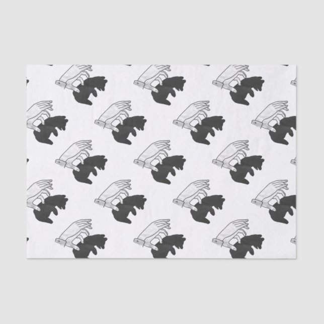 Hand Silhouette Bear Cub Tissue Paper (Front)