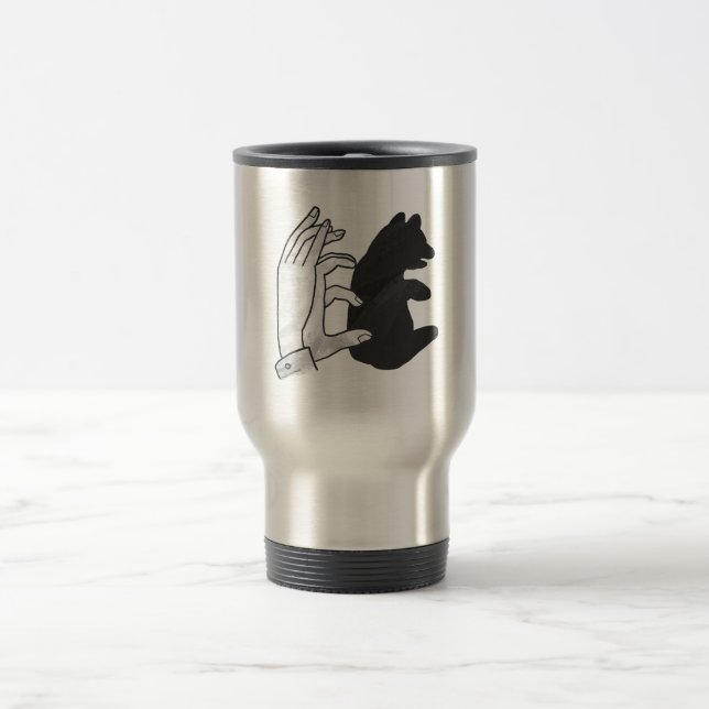 Hand Silhouette Bear Cub Travel Mug (Center)