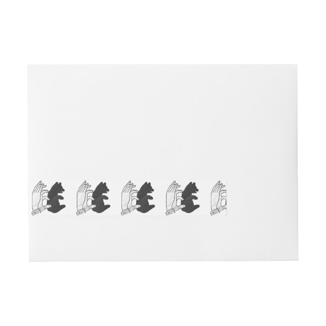 Hand Silhouette Bear Cub Wrap Around Address Label (Front)