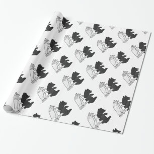 Hand Silhouette Bear Cub Wrapping Paper