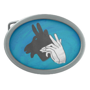 Hand Silhouette Billy Goat Blue Belt Buckle