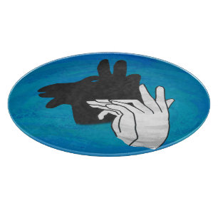 Hand Silhouette Billy Goat Blue Cutting Board