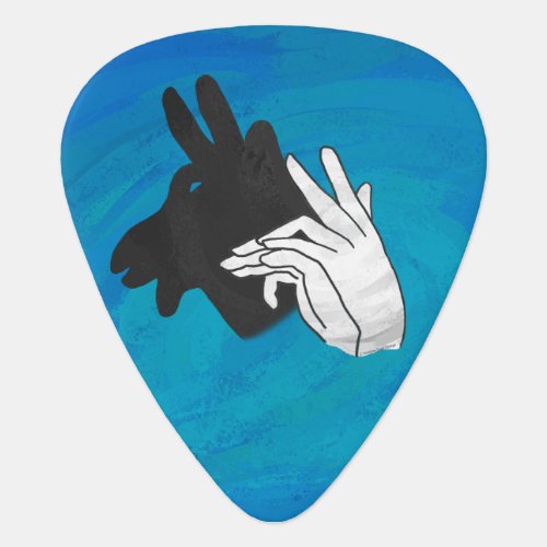 Hand Silhouette Billy Goat Blue Guitar Pick
