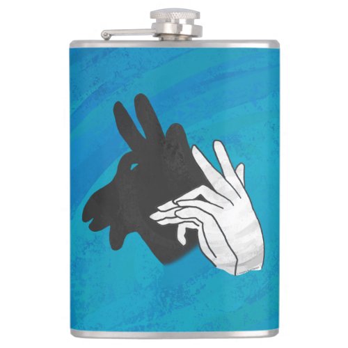 Hand Silhouette Billy Goat Blue Hip Flask