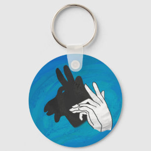 Hand Silhouette Billy Goat Blue Keychain