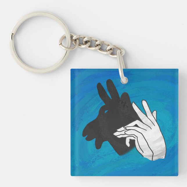 Hand Silhouette Billy Goat Blue Keychain (Front)
