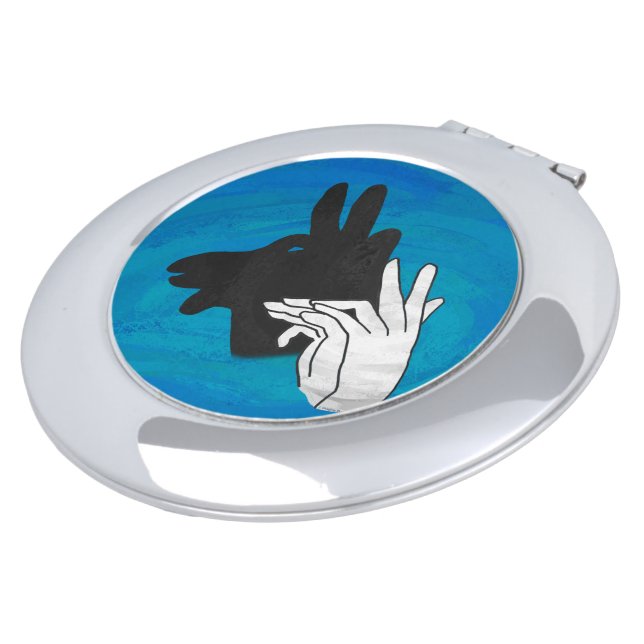 Hand Silhouette Billy Goat Blue Makeup Mirror (Turned)