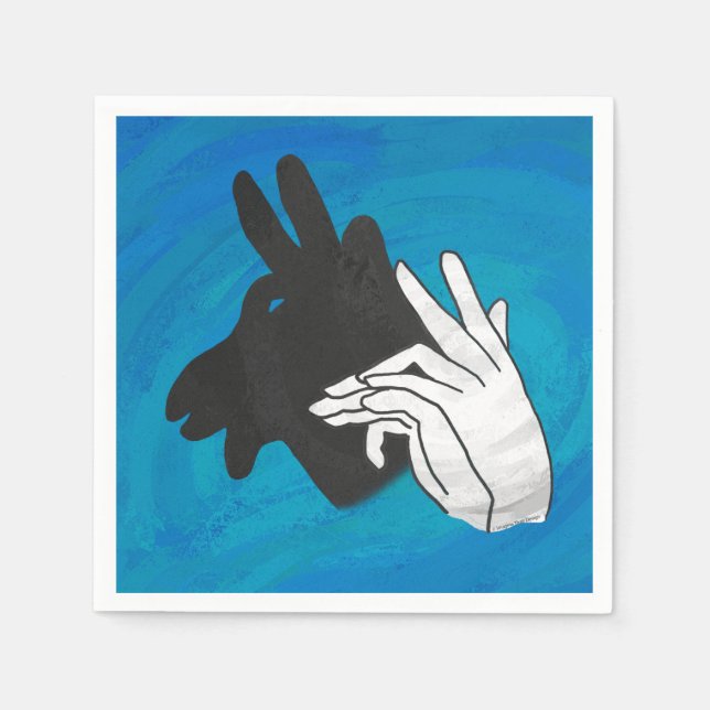 Hand Silhouette Billy Goat Blue Napkins (Front)