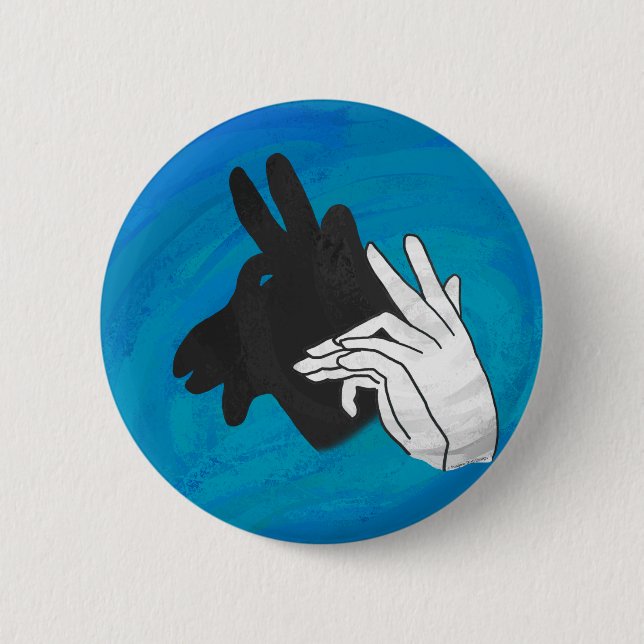 Hand Silhouette Billy Goat Blue Pinback Button (Front)