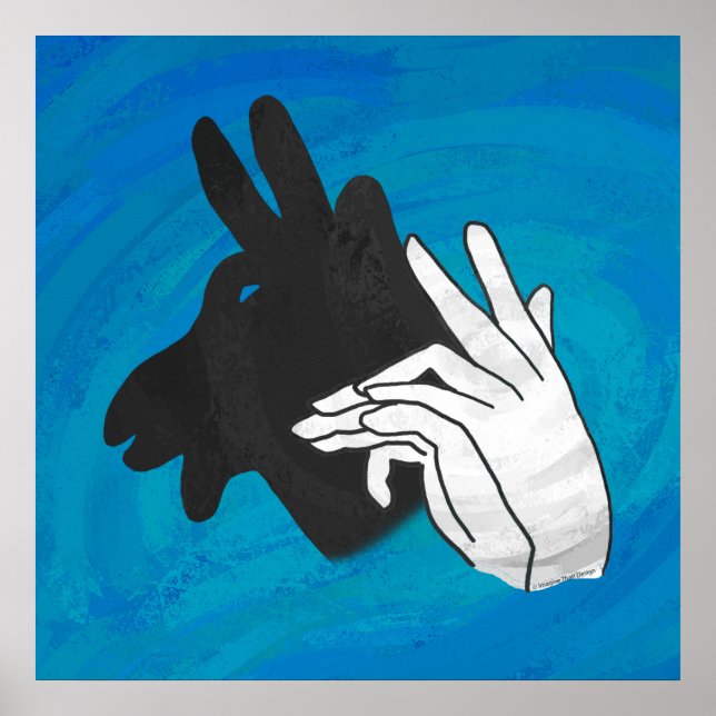 Hand Silhouette Billy Goat Blue Poster (Front)