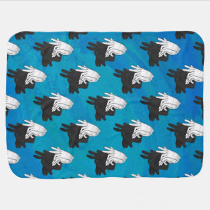 Hand Silhouette Billy Goat Blue Receiving Blanket