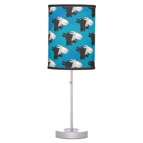 Hand Silhouette Billy Goat Blue Table Lamp
