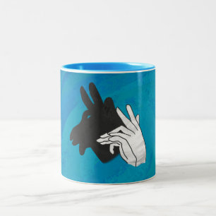 Hand Silhouette Billy Goat Blue Two-Tone Coffee Mug