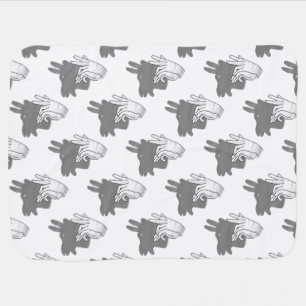 Hand Silhouette Billy Goat Gray Baby Blanket