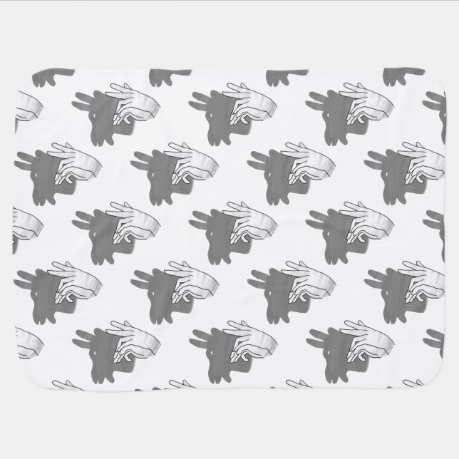 Hand Silhouette Billy Goat Gray Baby Blanket (Horizontal)