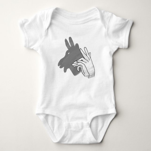 Hand Silhouette Billy Goat Gray Baby Bodysuit (Front)