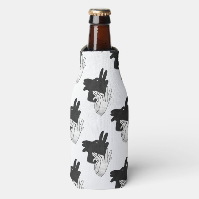 Hand Silhouette Billy Goat Gray Bottle Cooler (Bottle Front)