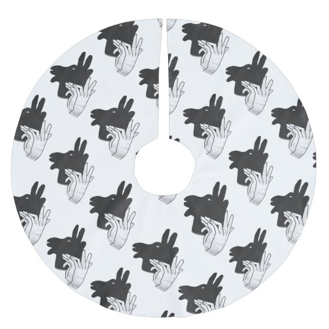 Hand Silhouette Billy Goat Gray Brushed Polyester Tree Skirt (Front)