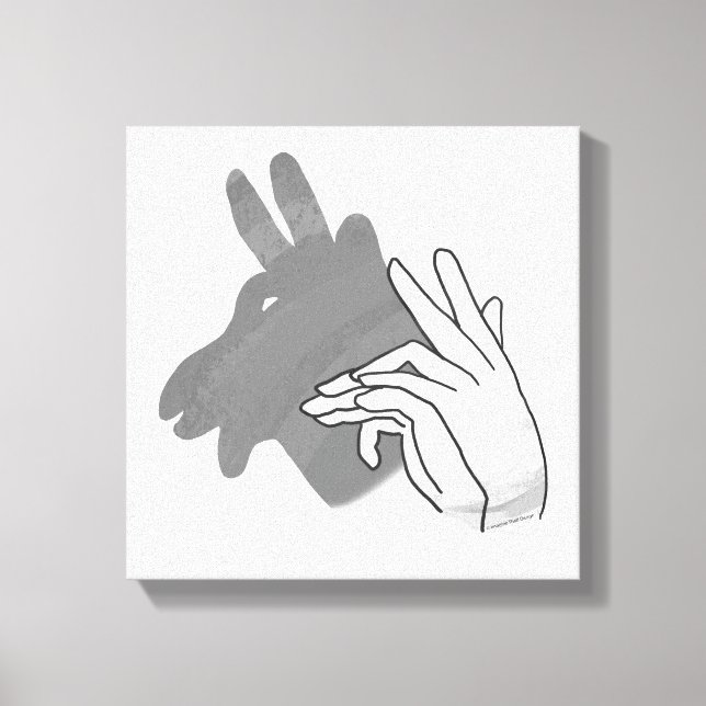 Hand Silhouette Billy Goat Gray Canvas Print (Front)