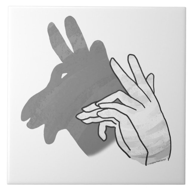 Hand Silhouette Billy Goat Gray Ceramic Tile (Front)