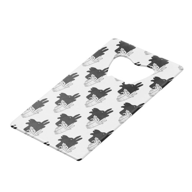 Hand Silhouette Billy Goat Gray Credit Card Bottle Opener (Front Angled)