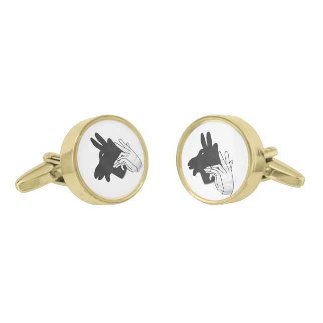 Hand Silhouette Billy Goat Gray Cufflinks (Angled)