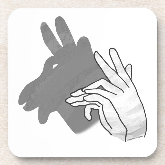 Hand Silhouette Billy Goat Gray Drink Coaster (Front)