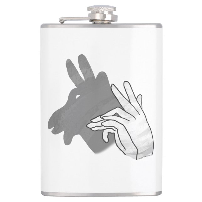 Hand Silhouette Billy Goat Gray Flask (Front)