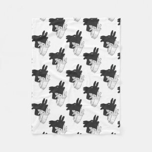 Hand Silhouette Billy Goat Gray Fleece Blanket